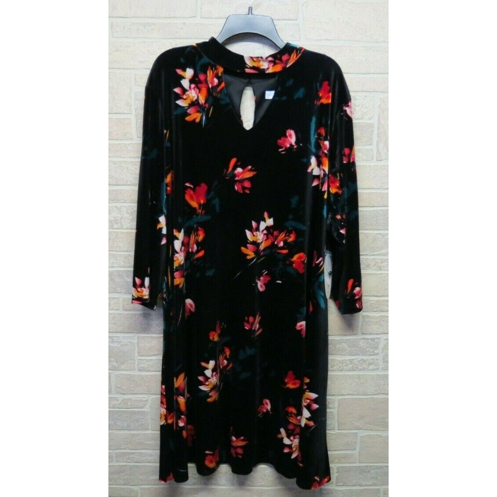 NEW Boutique JCP Black Velour Floral Dress Size 3X Stretchy NWT